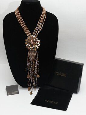 Joan Rivers Starlet Lustrous Brown Flower Necklace Classic Collection New in Box